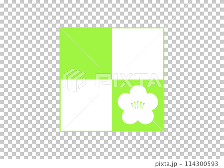 Plum blossoms in a checkered pattern, light green 114300593