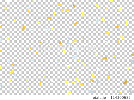 金色と銀色の紙吹雪の水彩イラスト 金色と銀色の紙吹雪の水彩イラスト 114300685