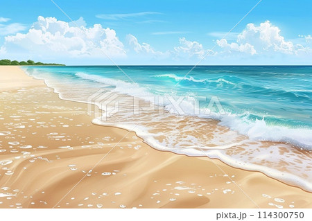 Vector beautiful realistic illustration of sandy summer beach, Summer concepts. 114300750
