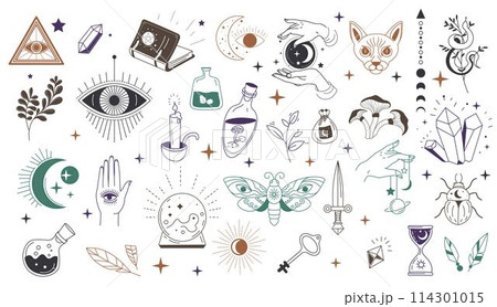 Mystic symbols and occult wisdom signs vector 114301015