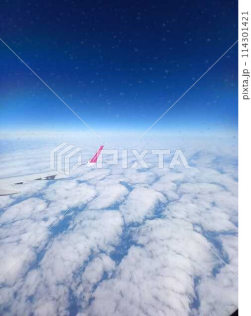 blue sky and clouds view from airplane 114301421
