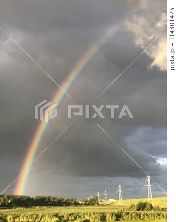 rainbow on a rainbow in the field rainbow on a rainbow in the field 114301425