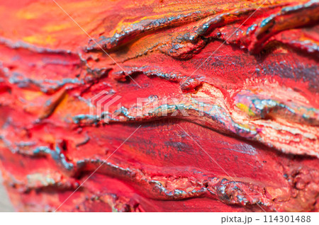 abstract of red oil paint on wood texture for  background used. 114301488