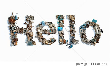 The word Hello created in Found Object Collage. 114301534