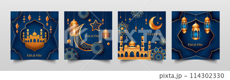 Eid Al-Fitr Mubarak card set Eid Al-Fitr Mubarak card set 114302330