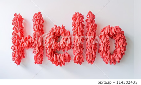 The word Hello created in Coral Letters. 114302435