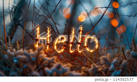 Brown LED Hello concept art poster.のイラスト素材 [114302577] - PIXTA