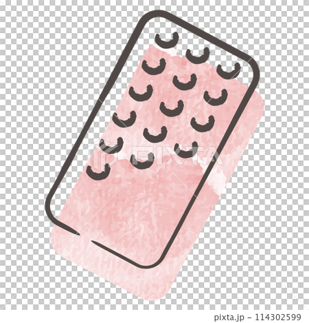 Simple hand-drawn medicine tablet sheet illustration (watercolor) Simple hand-drawn medicine tablet sheet illustration (watercolor) 114302599