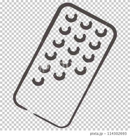 シンプルな手描きの薬の錠剤シートイラスト(線画) シンプルな手描きの薬の錠剤シートイラスト(線画) 114302693