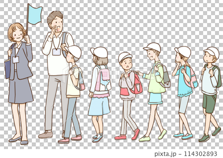 小學生戴帽子出遊 小學生戴帽子出遊 114302893