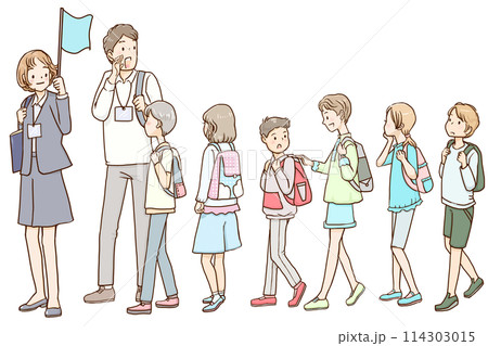 修学旅行中の小学生たち 114303015