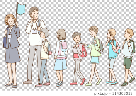 修学旅行中の小学生たち 114303015