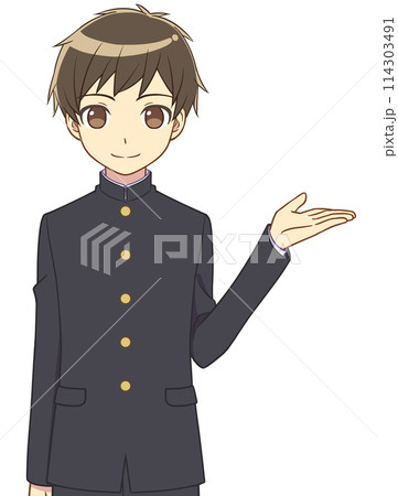案内する学ランの男の子 案内する学ランの男の子 114303491