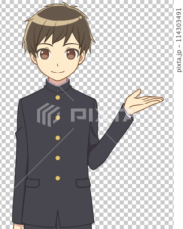案内する学ランの男の子 案内する学ランの男の子 114303491