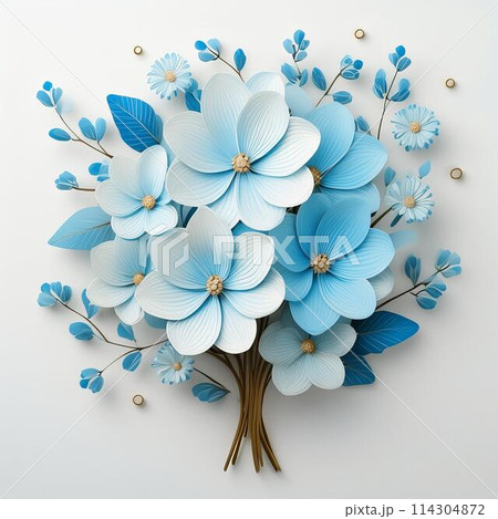 水色の花の装飾 114304872