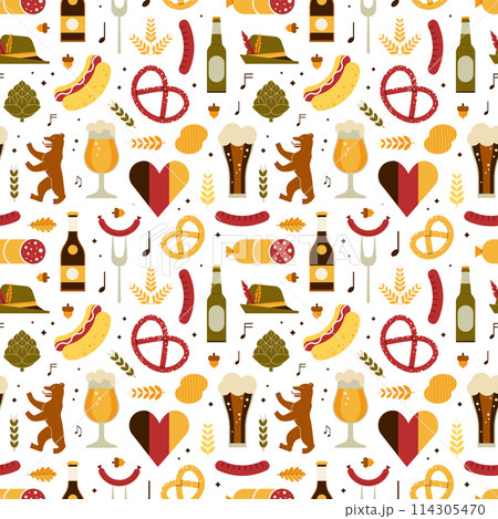 Travel Germany Beer Festival Seamless Pattern 114305470