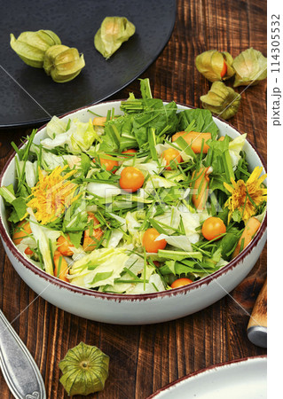 Salad with physalis and field grass Salad with physalis and field grass 114305532