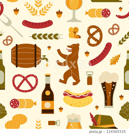 Travel Germany Beer Festival Seamless Pattern Travel Germany Beer Festival Seamless Pattern 114305535