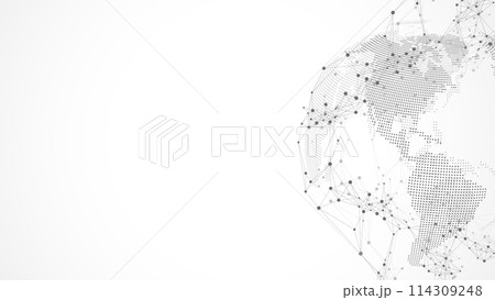 Global network connection banner design template. Header social network communication in the global business concept. Big data visualization. Internet technology 114309248
