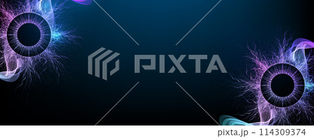 Scientific illustration quantum computer technology. Plexus fiction effect. Deep learning artificial intelligence. Big data algorithms visualization. Quantum explosion background. 114309374