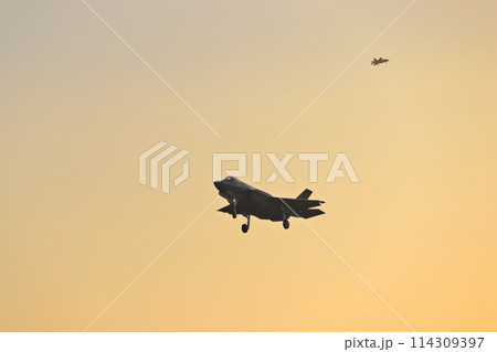 福岡県の航空自衛隊築城基地で日米共同訓練をするF-35A 114309397