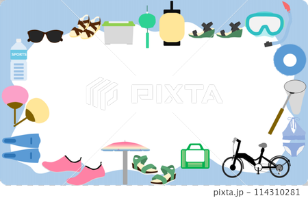Frame illustration of summer items Frame illustration of summer items 114310281