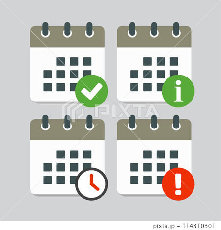 Icon calendar - message check, info, error, clock 114310301