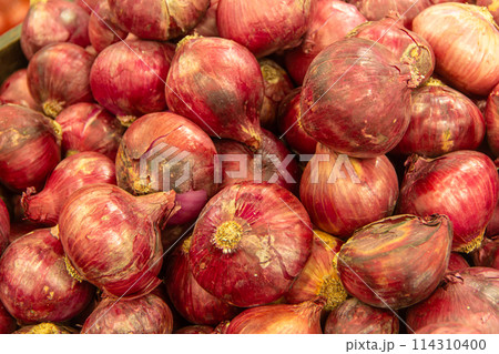 Fresh Group of shallot in market 114310400