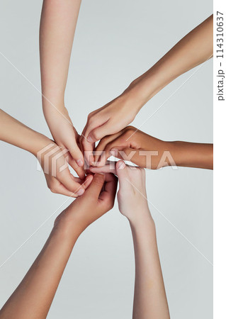 Spiral made of human hands, children's arms of different races against grey background. Loyalty and union. Spiral made of human hands, children's arms of different races against grey background. Loyalty and union. 114310637