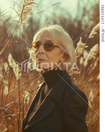 Old Persian Woman with Blond Straight Hair vintage Illustration. 114310992