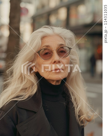 Old Persian Woman with Blond Straight Hair vintage Illustration. 114311035