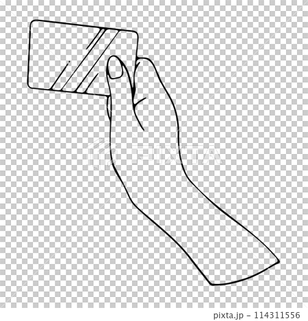 Illustration of a hand holding a card 3 114311556