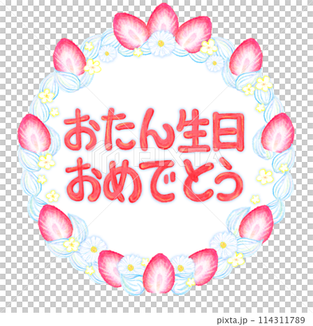 Birthday cake_Happy birthday_Red text 114311789