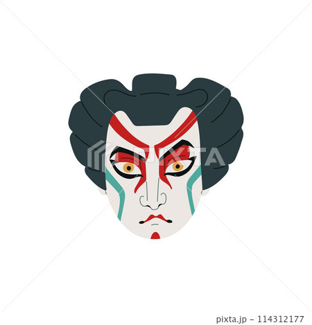 Vector Kabuki mask on a demon theme, on an isolated background. Vector Kabuki mask on a demon theme, on an isolated background. 114312177