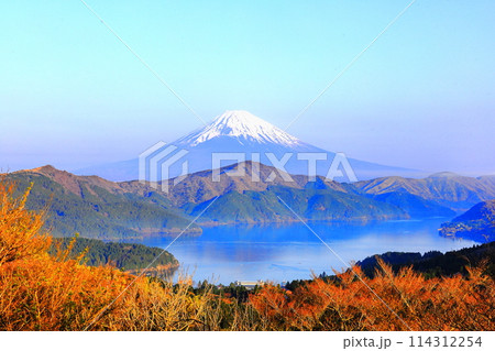 箱根 大観山 天閣台から望む 芦ノ湖越しの富士山 箱根 大観山 天閣台から望む 芦ノ湖越しの富士山 114312254