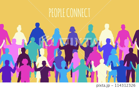 Colorful human connectivity chain vector illustration. 114312326