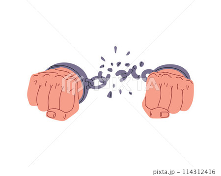 Clenched fists breaking chains vector illustration 114312416