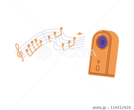 Vector illustration of a vintage classic radio playing funny music on a white background 114312428