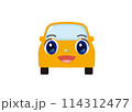 にっこり笑う、かわいいイエローの車（正面） 114312477