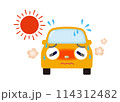 熱中症の、かわいいイエローの車（正面） 114312482