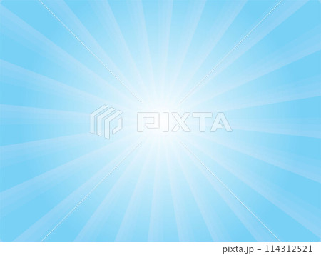 太陽光線が淡く輝くイメージの集中線背景素材_ライトブルー 太陽光線が淡く輝くイメージの集中線背景素材_ライトブルー 114312521