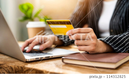 Online Purchase with Credit Card and Laptop 114312825