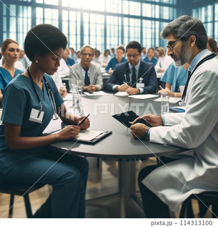 医師や看護師のカンファレンス 114313100