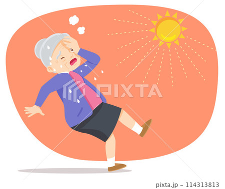 elderly thirsty from heat of the summer sun 114313813