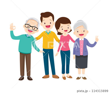 Big happy multi-generational family siblings relatives portrait 114313899