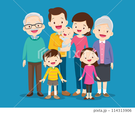 Big happy multi-generational family siblings relatives portrait 114313906