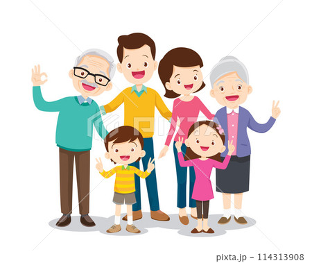 Big happy multi-generational family siblings relatives portrait 114313908