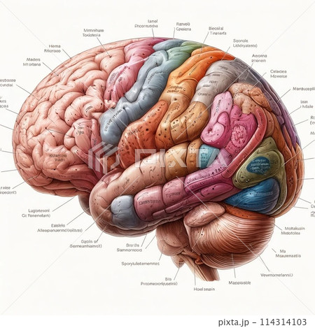 脳の解剖学的イラストのイラスト素材 [114314103] - PIXTA