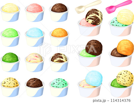 アイスクリーム シャーベット 12フレーバー 紙カップ 114314376