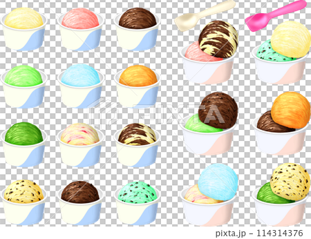 アイスクリーム シャーベット 12フレーバー 紙カップ 114314376